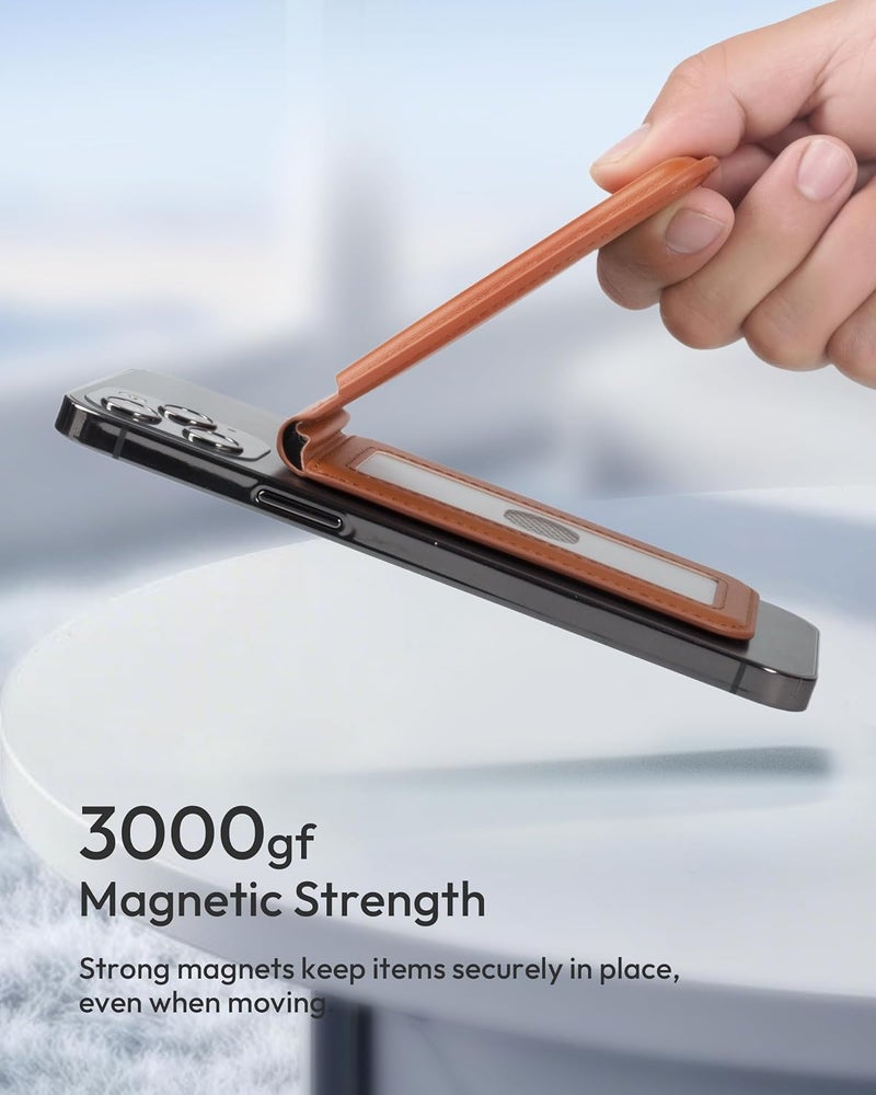 Spotelo Magnetic Wallet for iPhone, Compatible with MagSafe Adjustable Stand Wallet, RIFD Blocking Leather Magnetic Card Holder for iPhone 17/16/15/14/13/12 Series, Not for iPhone 13/12 Mini(Brown) - Image 2